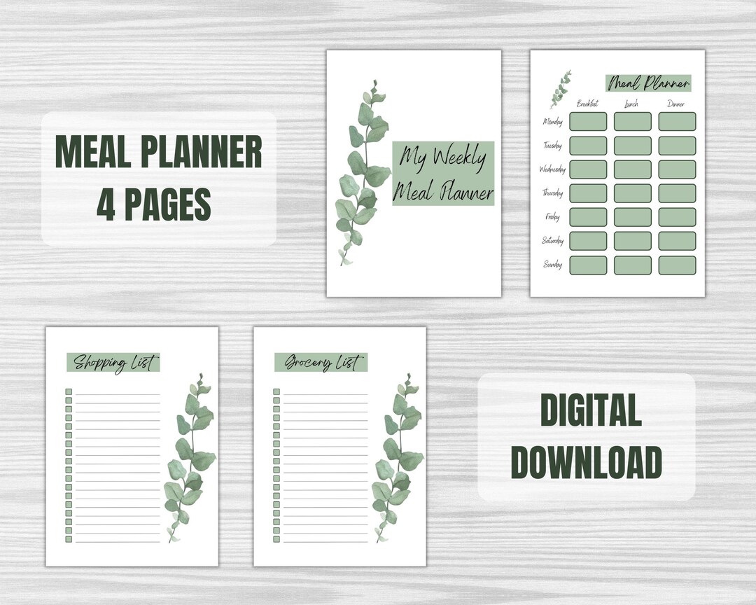 Weekly Meal Planner Printable Shopping List Printable - Etsy