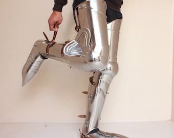 HANDMADE Medieval Steel Gothic Full Leg Armor With Sabatons