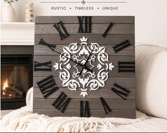 Handmade Cedar Wall Clock, Rustic Farmhouse Wooden Decor, Silent Sweep Movement