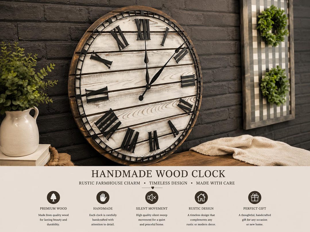 Large Rustic Farmhouse Clock - Etsy