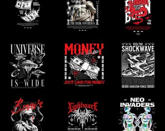 80+ Streetwear PNG Bundle 300 DPI | DTF Transfer Designs for T-Shirts | Urban Graphic Pack | Grunge Street Style | Hype Clothing Files