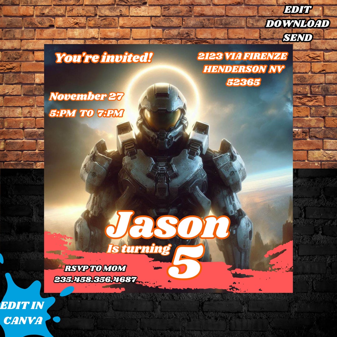 Halo Birthday Invitation/digital Download/print at Home/diy Invitation ...