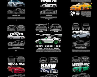 300+ Car PNG Bundle | DTF Transfer Designs for T-Shirts | JDM Muscle Sports Car Graphics | Streetwear Automotive Pack | Sublimation Files