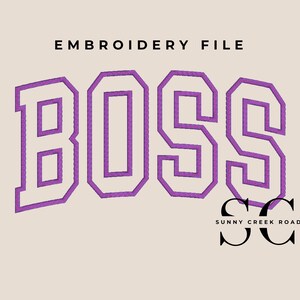 BOSS Arched Applique Embroidery Design, Large Hoop, Multiple Formats, Instant Download