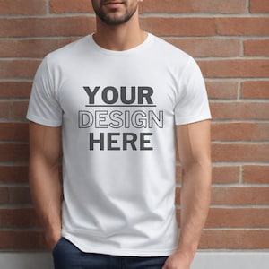 White Bella Canvas 3001 Mockup, T-Shirt Mockup, Male Model Mockup, 3001 Man T-shirt Mockup, Lifestyle Mockup, White Tee Mockup Outdoor