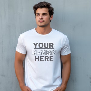 White Bella Canvas 3001 Mockup, T-Shirt Mockup, Male Model Mockup, 3001 Man T-shirt Mockup, Lifestyle Mockup, White Tee Mockup Outdoor