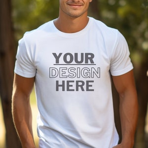 White Bella Canvas 3001 Mockup, T-Shirt Mockup, Male Model Mockup, 3001 Man T-shirt Mockup, Lifestyle Mockup, White Tee Mockup Outdoor
