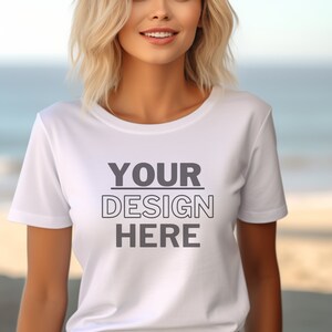 Gildan 64000 Mockup, camiseta branca Mockup 64000, modelo Mockup Gildan Shirt, camiseta branca unissex Mock Gildan, estilo de vida Gildan 64000