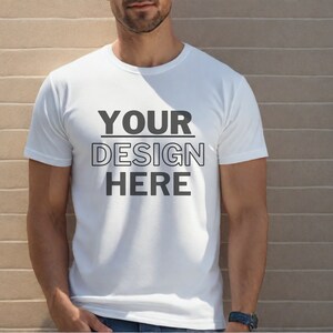 White Bella Canvas 3001 Mockup, T-Shirt Mockup, Male Model Mockup, 3001 Man T-shirt Mockup, Lifestyle Mockup, White Tee Mockup Outdoor