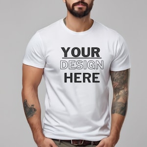 White Bella Canvas 3001 Mockup, T-Shirt Mockup, Male Model Mockup, 3001 Man T-shirt Mockup, Lifestyle Mockup, White Tee Mockup Studio