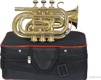 NEW Pocket Trumpet, BB , Brass Best Sound And With Hard Case