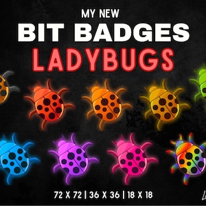 Ladybug Twitch Bit Badges Set | Cute Insect Sub Badges | Colorful Bug Channel Icons | Stream Assets for YouTube & Discord PNGs