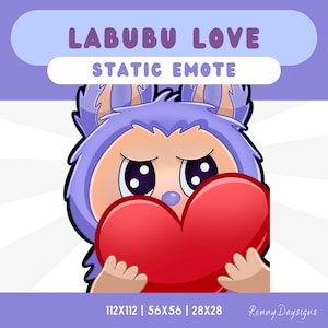 Cute Kawaii Monsters Labubu Chibi Emote | Labubu Heart Adore Love Emoji | Twitch | Discord | Streamer