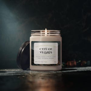 ACOTAR Bougie Cité de Velaris | Bougie de soja parfumée 9 oz, sel de mer, verveine citronnée