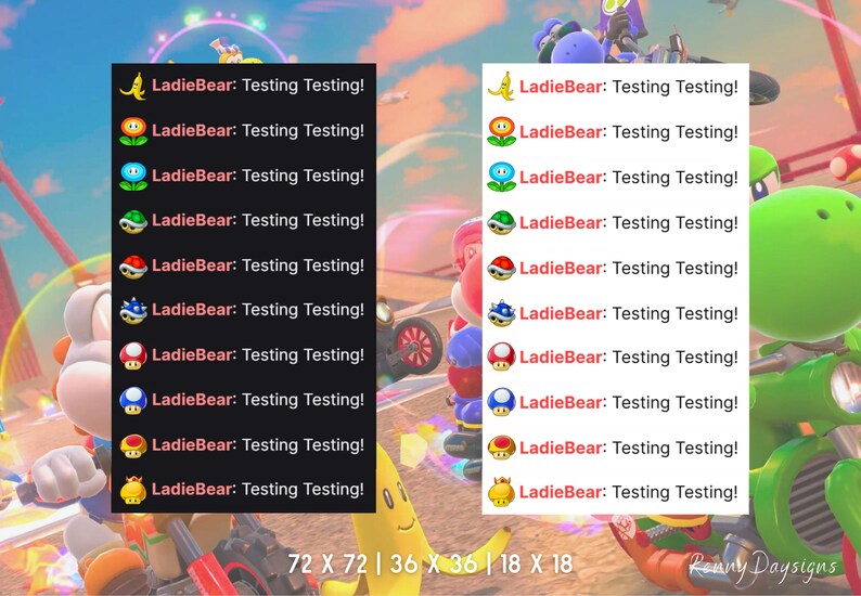 Mario Kart Sub & Bit Badges - Mario Kart Items Twitch Badge Set | Red ...