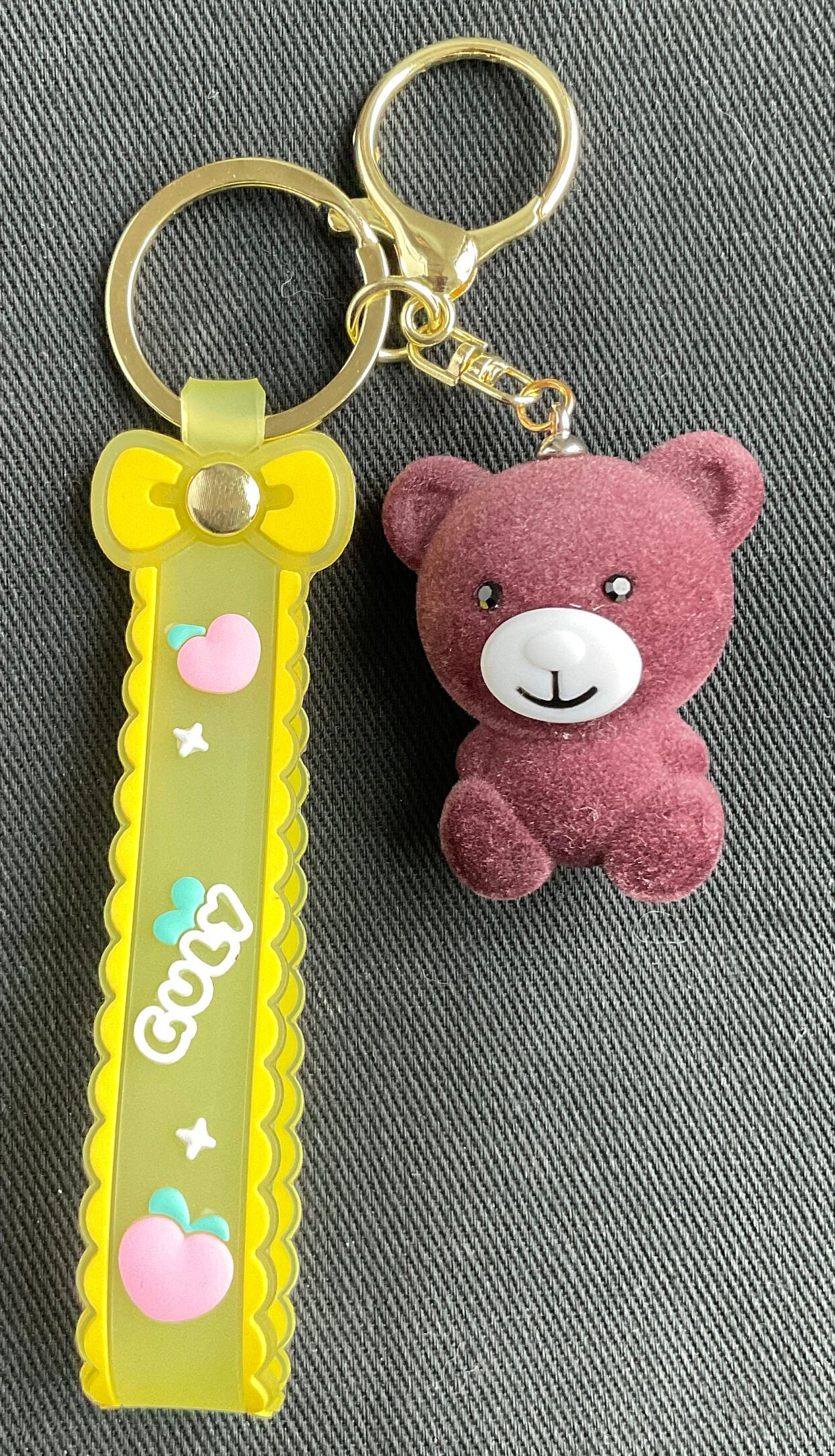 PLUSH TEDDY BEAR Keychain Zipper Pull Rhinestone Bear Charm -  Sweden