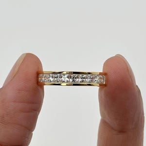 Princess Cut Diamond Half Eternity Ring Wedding Band Channel Setting Anniversary Stacking Ring For Wife Unique Princess Diamond Ring Gift
