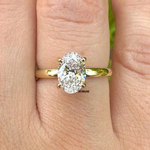 Oval Engagement Ring 14K Solid Gold Proposal Ring 4-Prong Solitaire Moissanite Ring Oval Diamond Anniversary Gift Gold Birthday Gift For Her