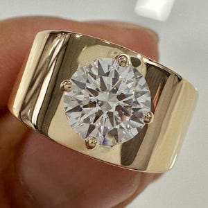 14k Solid Gold Engagement Ring Solitaire Men Ring 1.50Ct Round IGI Certified Lab Grown Diamond Men Ring Wedding Or Birthday Gift For Husband