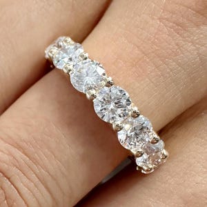 Rond geslepen volledige eeuwigheid band lab gegroeid diamanten trouwring massief 14K gouden eeuwigheid band bijpassende band voor ring volledige eeuwigheid stapelbare band