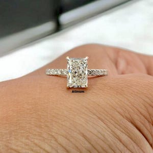 14k Solid Gold Engagement Ring Radiant Moissanite Diamond Anniversary Ring Hidden Halo Ring Birthday Gift For Her Eternity Wedding Ring