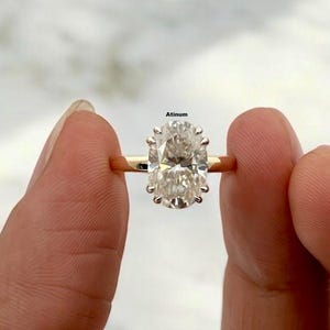 3 Carat Oval Lab Grown Diamond Wedding Ring 14k Yellow Gold Engagement Ring 8 Prong Setting Solitaire Ring Anniversary Birthday Gift For Her