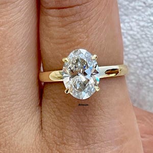 2 Carat Oval Engagement Ring 14k Solid gold Moissanite Diamond Ring Solitaire Moissanite Ring Oval Hidden Halo Ring Proposal Ring For Her