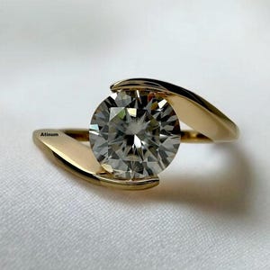 14k Yellow Gold Engagement Ring 2 Carat Round Lab Grown Diamond Ring IGI Certified Round Solitaire Ring Wedding Or Birthday Gift For Her
