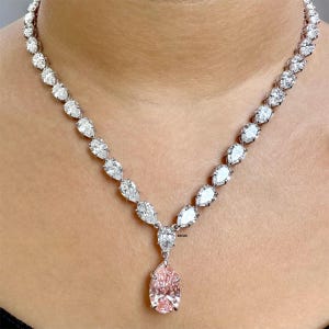 Pear Certified Lab Grown Diamond Necklace, 14k White Gold Engagement Necklace, Perfect  Necklace For Wedding Gift, Stunning Gift For Wife