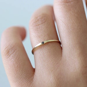 Round Cut Moissanite Diamond Egagement Ring 14K Yellow Gold Prong Accent Wedding Ring Black Round Cut Diamond Anniversary Gift RIng For Girl image 1