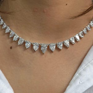 14K White Gold Pear Engagement Necklace Certified Lab Grown Diamond Pear Necklace Party Wear Necklace Fine Jewelry Birthday Gift For Her