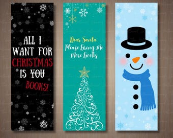 Weihnachts Lesezeichen - Schneemann - Weihnachtsbaum - Urlaub Lesezeichen - Alles was ich mir für Weihnachten wünsche - Printable Lesezeichen - Instant Download