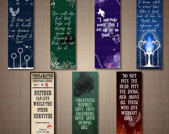 Von Zauberern inspirierte Lesezeichen - Quidditch - Eule - Goldener Schnatz - Totensitzer - Zauberer - Hexe - Printable Lesezeichen - Sofort Download