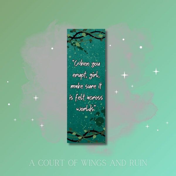 A Court Of Wings And Ruin Inspired Bookmark - Bookish Bookmarks - ACOWAR - Vine Bookmark - Green - Paint Splatter