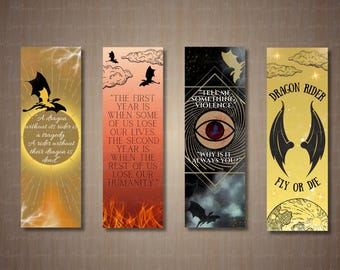 Vierter Flügel inspiriert Lesezeichen - Eisenflamme inspiriert - Onyx Sturm inspiriert - Drachen Lesezeichen - Druckbare Lesezeichen - sofortiger Download