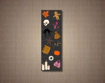 Halloween Lesezeichen - Spooky - Kürbis - Schwarze Katze - Magie - Gemütlich - Herbst - Voodoo Puppe - Oktober - Printable Lesezeichen - Instant Download
