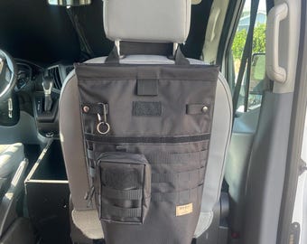 Campervan Seatback Organizer: MOLLE Straps, Vinyl Lined Van Storage