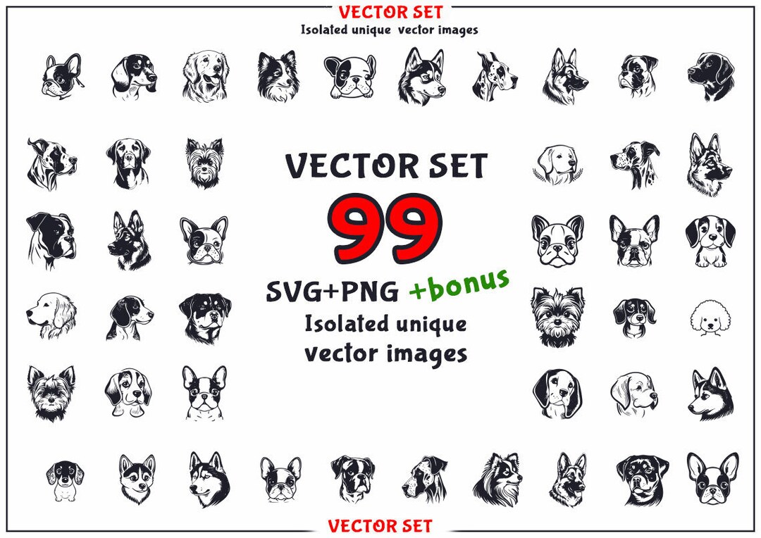 Dog Head Svg and Png, Dog Head Cut File, Dog Head Svg Bundle, Dog Head Printables, Dog Head