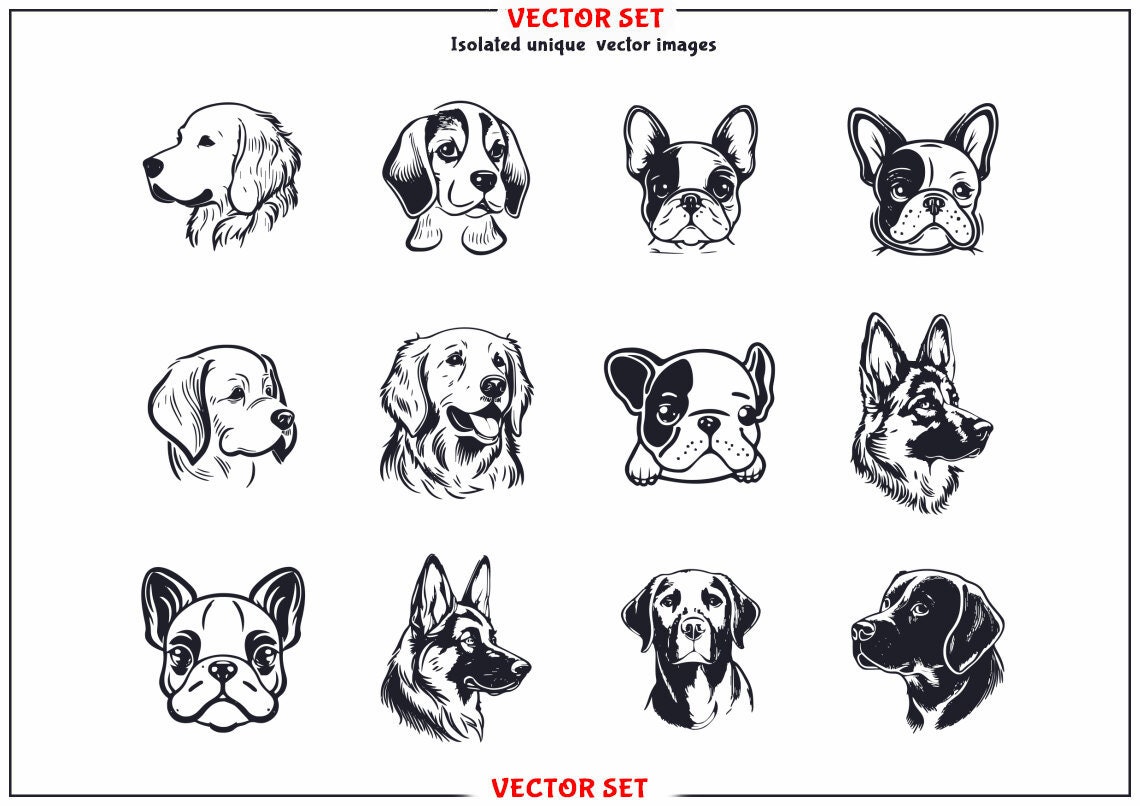 Dog Head Svg and Png Dog Head Cut File Dog Head Svg Bundle Etsy UK