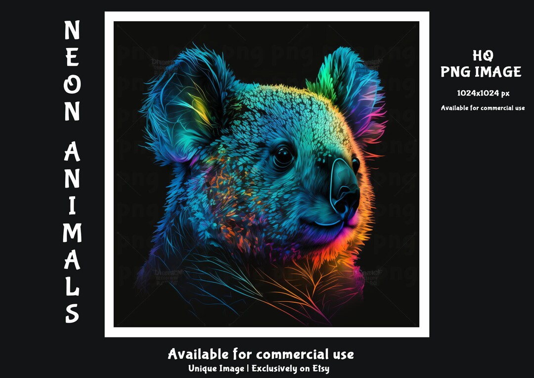 Koala Neon Koala Print Koala Design Png Image Koala Etsy