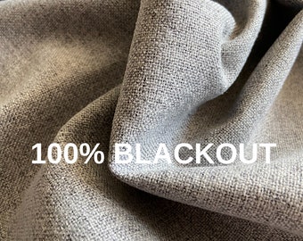 100% Blackout Linen Curtain, 6 Colors, Blackout Curtains for Bedroom, Drapery Panels with Grommet, Living Room Curtain with Rod Pocket