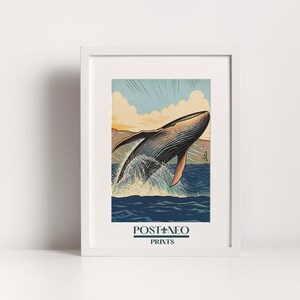 PRINTABLE Artwork of Breaching Whale, Hawaiian Humpback Whale, Hawaii ...