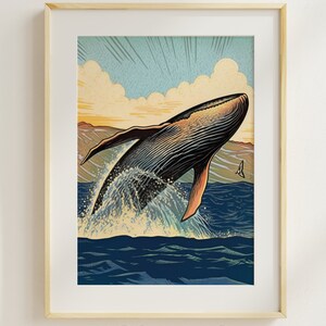 PRINTABLE Artwork of Breaching Whale, Hawaiian Humpback Whale, Hawaii ...