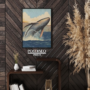 PRINTABLE Artwork of Breaching Whale, Hawaiian Humpback Whale, Hawaii ...