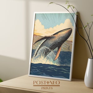 PRINTABLE Artwork of Breaching Whale, Hawaiian Humpback Whale, Hawaii ...