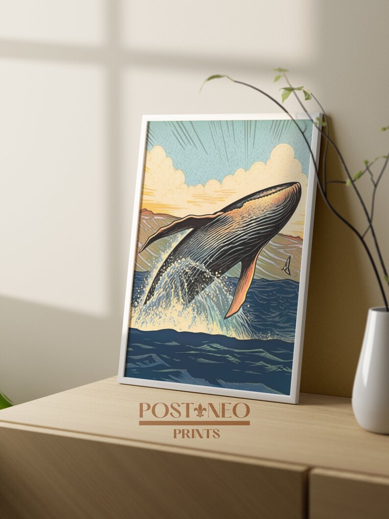 PRINTABLE Artwork of Breaching Whale, Hawaiian Humpback Whale, Hawaii ...