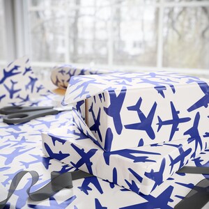 UNITED Blue Wrapping Paper, Airplane Pattern, Aviation Pilot Flight Attendant Travel Pattern, Gift Wrap Roll, Craft Paper, United Airlines image 3