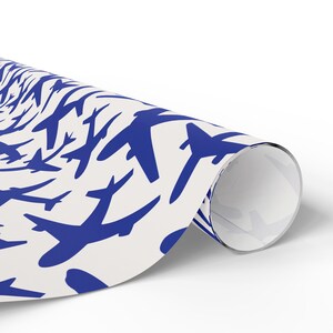 UNITED Blue Wrapping Paper, Airplane Pattern, Aviation Pilot Flight Attendant Travel Pattern, Gift Wrap Roll, Craft Paper, United Airlines image 2