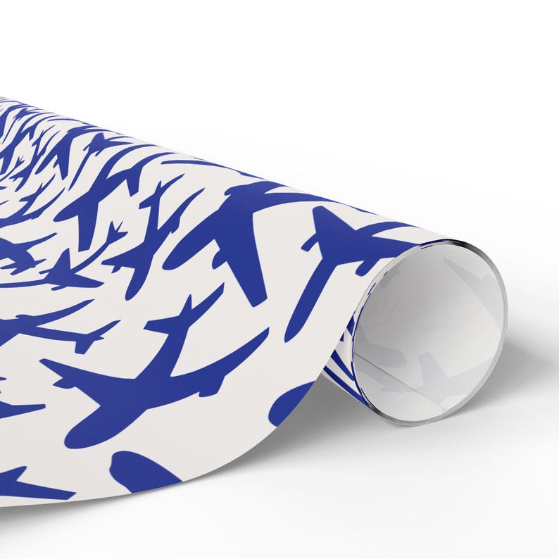 UNITED Blue Wrapping Paper, Airplane Pattern, Aviation Pilot Flight Attendant Travel Pattern, Gift Wrap Roll, Craft Paper, United Airlines image 2