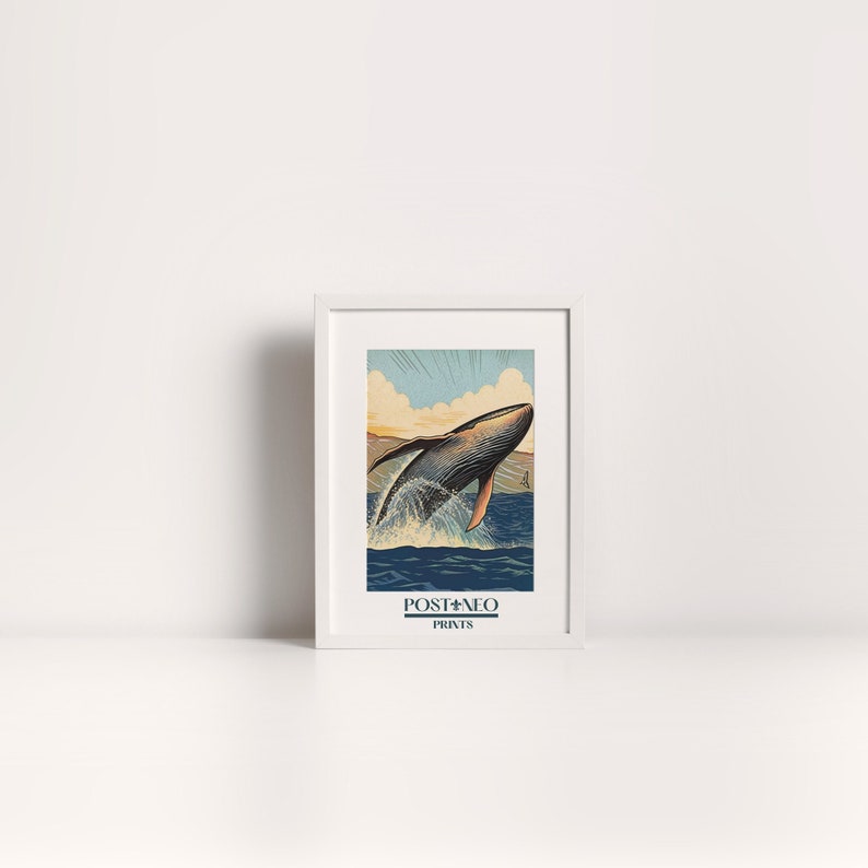 PRINTABLE Artwork of Breaching Whale, Hawaiian Humpback Whale, Hawaii ...